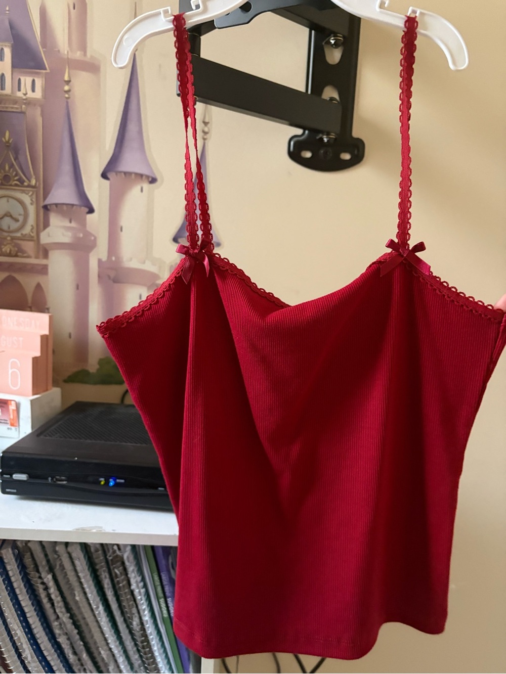 Red Lace-Trim Cami Tank Top with bows!